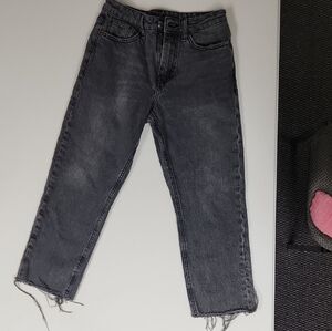 Topshop Men's Dark Gray Straight Jeans